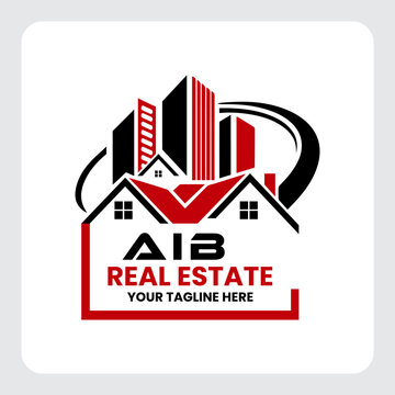 Letter AIB building vector, AIB initial construction. AIB home letter logo design, AIB real estate Logo , Style home logo