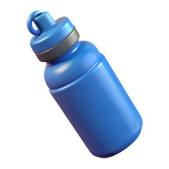 Poster - Photo of closeup of a blue plastic water bottle isolated on transparent background, ideal for active lifestyles