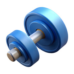 Poster - Photo of a blue metal dumbbell isolated on transparent background