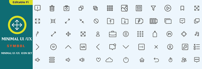 Fototapete - Minimal UI UX icon set
