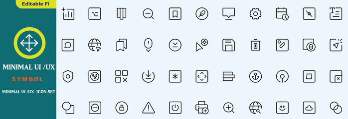 Fototapete - Minimal UI UX icon set