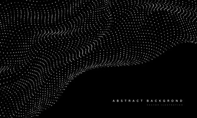 Poster - Abstract white mesh particles wave curve overlap technology network digital on black background vector
