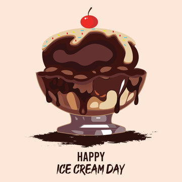 Happy Ice Cream Day Sundae Illustration