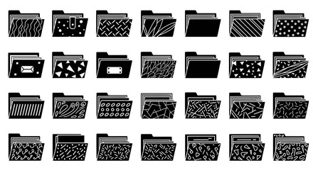 Poster - Comprehensive Set of Varied Patterned File Folder Icons Digital Design Elements Graphical User Interface Resource Collection Asset Pack Icon Set