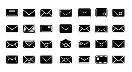Fototapete - Comprehensive Email Envelope Mail Icon Set Vector Glyph Pack for Digital Web App Design Business Communication UI UX Element Collection Symbol Element Contact Message Digital
