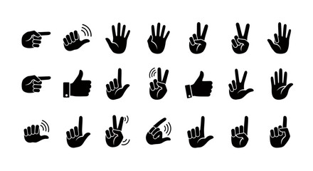 Fototapete - Universal Human Hand Gesture Icon Set Vector Symbols Collection Communication Body Language Signals Modern Design Elements Pack Isolated Graphics Download