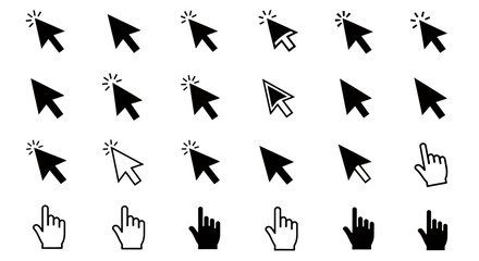 Fototapete - Extensive vector digital cursor mouse hand click pointer icon set for modern web and app UI interface navigation design elements graphic resources symbols kit vector illustration