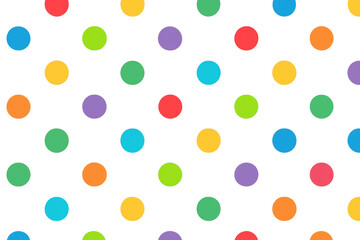 Poster - Seamless pattern of colorful polka dots scattered on a transparent background, ideal for various design projects