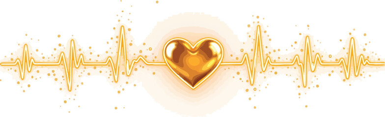 Poster - Golden heartbeat pulse illustration representing health wellness and vitality concepts.