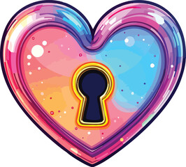 Poster - Colorful heart shaped lock with keyhole depicting romantic love and valentines day symbolism.
