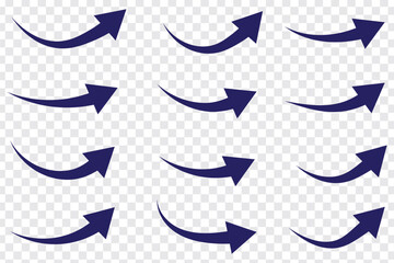Poster - Curve arrows icon, Curved arrows, Arrow sign, arrow symbol collection. Black arrows set on transparent background. 