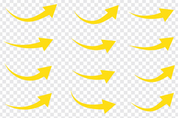 Poster - Curve arrows icon, Curved arrows, Arrow sign, arrow symbol collection. Black arrows set on transparent background. 