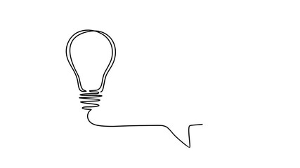 Poster - Animated self drawing of continuous line draw Quick tips.Continuous one line drawing of light bulb and speech bubble.  Full length one line animation. 4K	