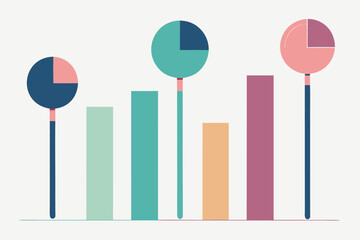 Poster - Abstract colorful pie chart and bar graph visualization for business and financial data representation