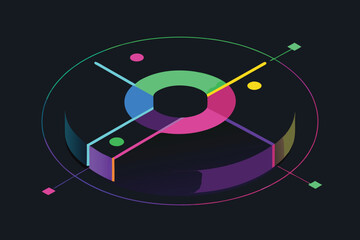 Poster - Abstract geometric design featuring a colorful circular shape and modern digital composition