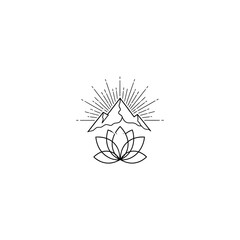 Poster - A minimalist logo featuring a mountain with rays above a lotus flower and the text summit total wellness
