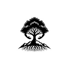 Poster - Black and white logo of a tree with hands for branches above the words science based wellness clinic