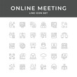 © Uzair - Online Meeting Line Icon Set – Video Call, Conference, Webinar, Chat, Remote, Team, Virtual, Minimal Vector Collection