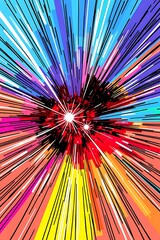 Poster - Chromatic burst of energy emanating from central point with radial lines