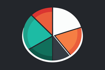Poster - Colorful modern pie chart illustration representing statistical data and visualizing proportions of various categories