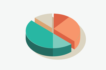 Poster - Isometric pie chart graphic illustrating data analysis and visualization in a modern business context