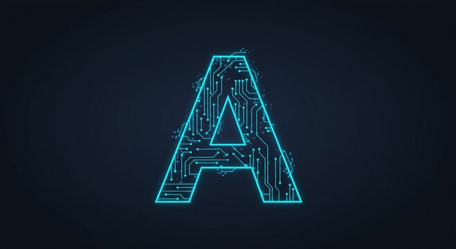 Glowing letter a circuit board design