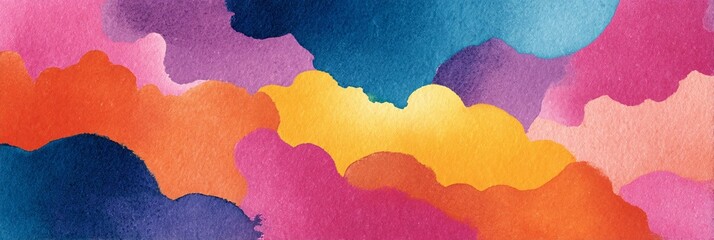 Poster - Colorful painting of clouds with a rainbow in the sky