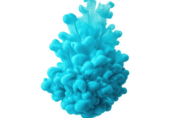 Poster - Turquoise ink cloud is slowly expanding on a transparent background, creating a beautiful abstract pattern