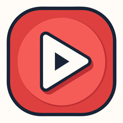 Leinwandbilder - Red Play Button Icon with Rounded Square Shape