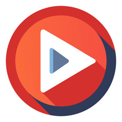 Leinwandbilder - Red Circle Play Button with Shadow Effect Illustration