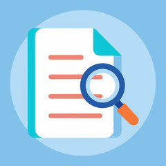 Leinwandbilder - Document Review with Magnifying Glass Flat Vector Illustration