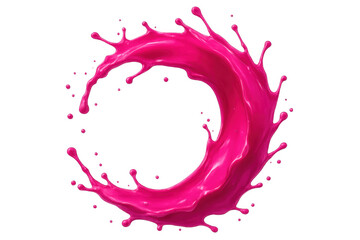 Poster - Pink paint dramatically swirling, creating fluid crescent arc with vibrant dynamic movement against clear transparent backdrop