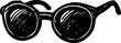 © eye - Bold black-and-white drawing of sunglasses with thick frame, representing style and sun protection