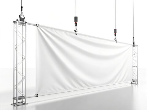 White mock up vinyl banner vector illustrations