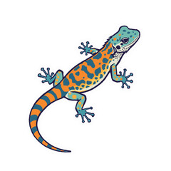 Poster - A vibrant, colorful gecko illustration, showcasing intricate patterns, bold outlines, and vivid hues. 