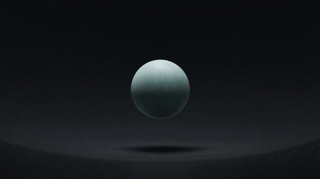 Moody orb floats against a sleek black backdrop, creating a surreal, dramatic effect with its subtle textures and gradients.