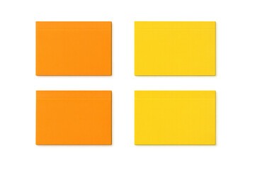 Fototapete - Colorful orange and yellow sticky notes waiting for text placement against a transparent background, perfect for reminders and organization