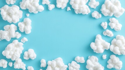 Wall Mural - Cotton Clouds on Sky: fluffy cotton clouds floating against a vibrant blue backdrop create a sense of serenity and wonder. Capturing a whimsical dreamscape.