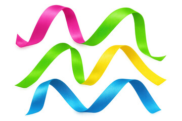 Poster - Four colorful waving ribbons on transparent background, creating a festive and celebratory atmosphere