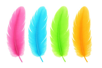 Poster - Delicate feathers drifting in soft pastel hues, dancing across transparent surface with gentle, airy movement