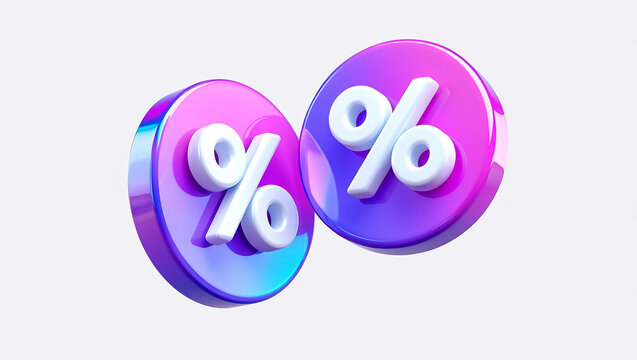 3D Render of Percentage Symbols Discount, Sale, Promotion Graphics