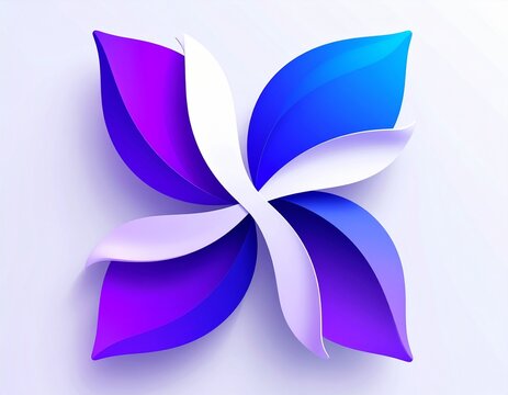 Abstract Colorful Flower Design Purple, Blue, and White Petals
