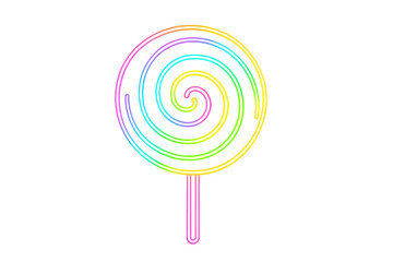Aufkleber - Colorful neon lollipop glowing on transparent background, representing sweetness, candy, and childhood memories