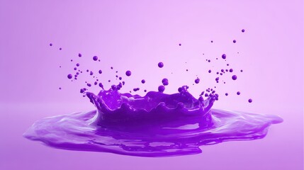 Poster - Purple Liquid Splash: A dynamic, vibrant purple liquid splash against a soft gradient background. This image is perfect for themes of energy, creativity, and freshness.