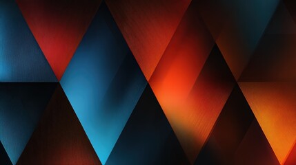 Poster - Abstract blue orange geometric futuristic technology texture with triangular 3d triangles shapes pattern wall background banner illustration, backdrop for design web, wallpaper