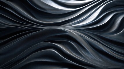 Poster - Elegant black wave patterns create a mesmerising texture, showcasing dynamic forms and subtle shadows in natural light