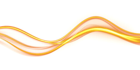 Fototapete - Abstract neon wave on transparent background. yellow glowing wavy line. design element. energy. gold. movement.