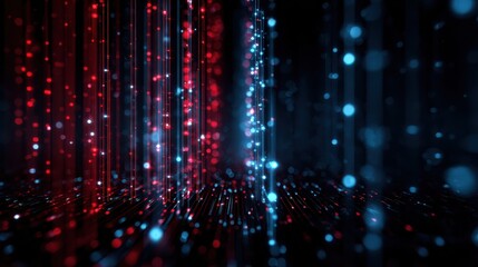 Poster - Futuristic Technology Backgrounds. Abstract Digital Network with Glowing Red and Blue Lines.