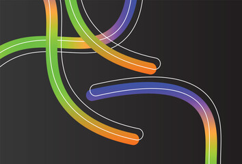 Leinwandbilder - Gradient colors Lines with smooth shapes pattern  Abstract Vector Design Elements for Backgrounds, Patterns, Posters and Banners. Ribbons. Spiral Geometric Graphics