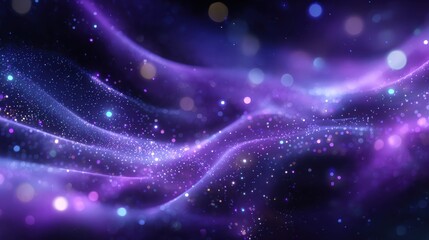 Aufkleber - Abstract light background featuring waves of digital purple particles, shimmering dots, and starry accents, evoking a dreamy and futuristic atmosphere